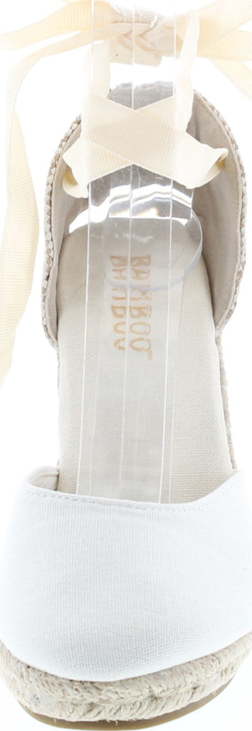 Bamboo Timeoff-02 Womens Fabric Lace Wedge Platform Sandals