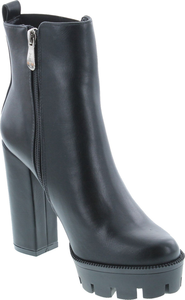 Static Footwear Latavia 3 Womens Chunky Heel Lug Sole Zip Up Platform Ankle Booties