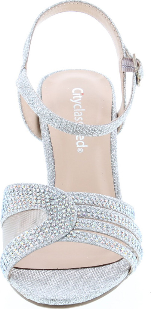 City Classified Nasa Comfort Womens Strappy Rhinestone Open Toe Low Heel Heeled-Sandals