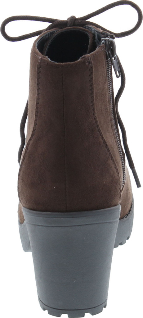 Soda Women's Second Faux Leather Lace Up High Chunky Heel Ankle Booties