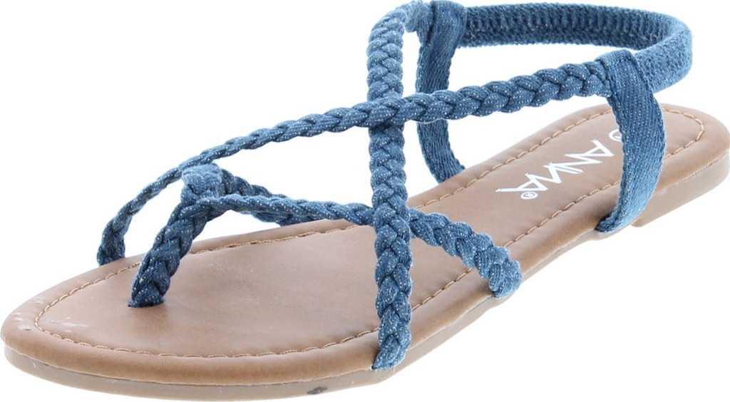 Anna Women's Razzi-11 Braided Strappy Flat Y-Strap Flip Flop Sandal