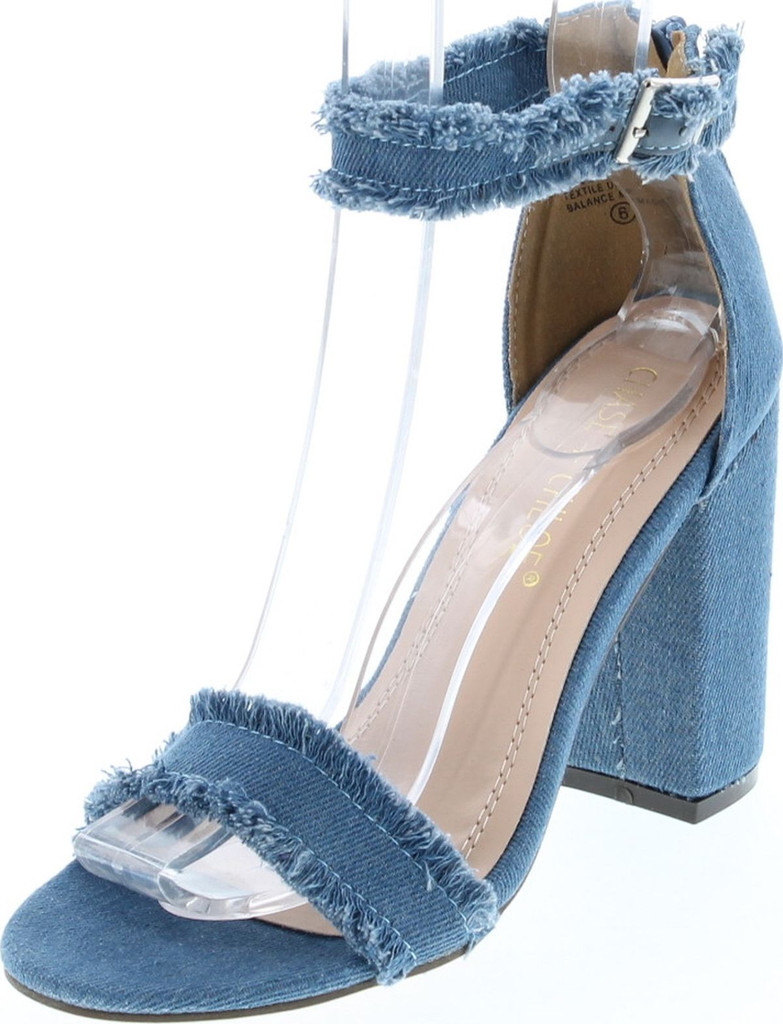 Chase & Chloe Maise-1 Women's Heeled Sandal With Trimmed Design And Ankle Strap Closure