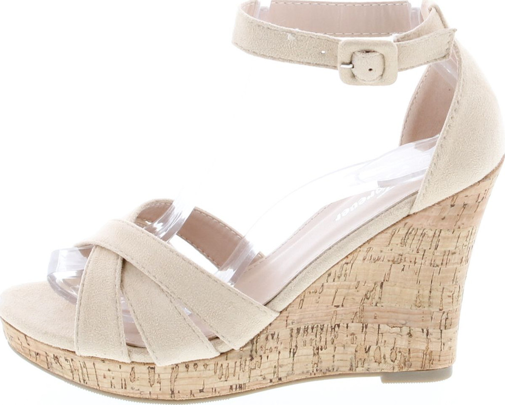 Forever Seal-30 Women's Fashion Open Toe Ankle Buckle Strap Wedge Platform Sandals Shoes