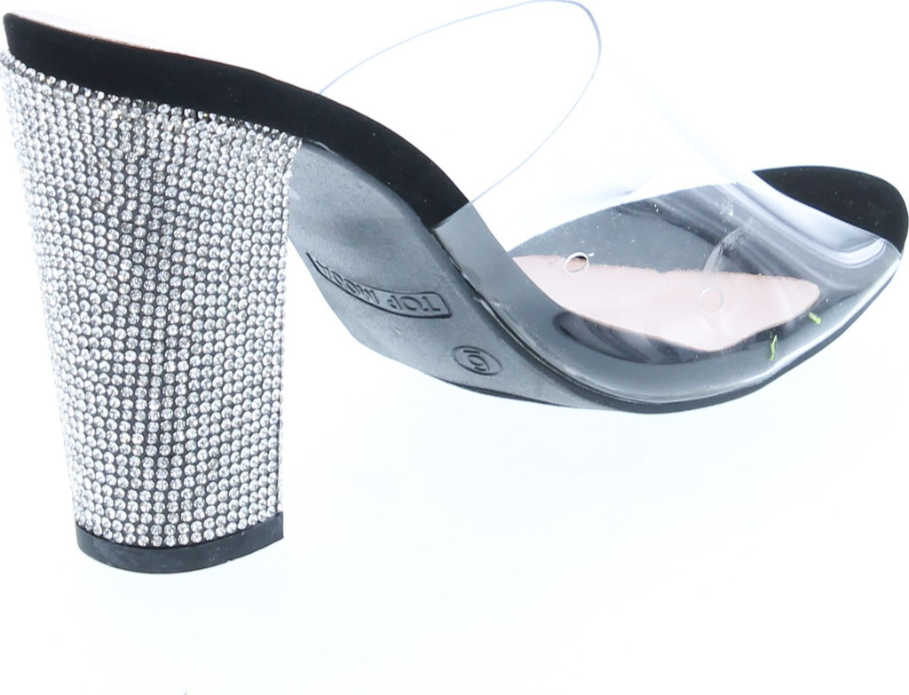 Top Moda Womens Kyoto-38 Bling Heel Transparent Lucite Fashion Sandals