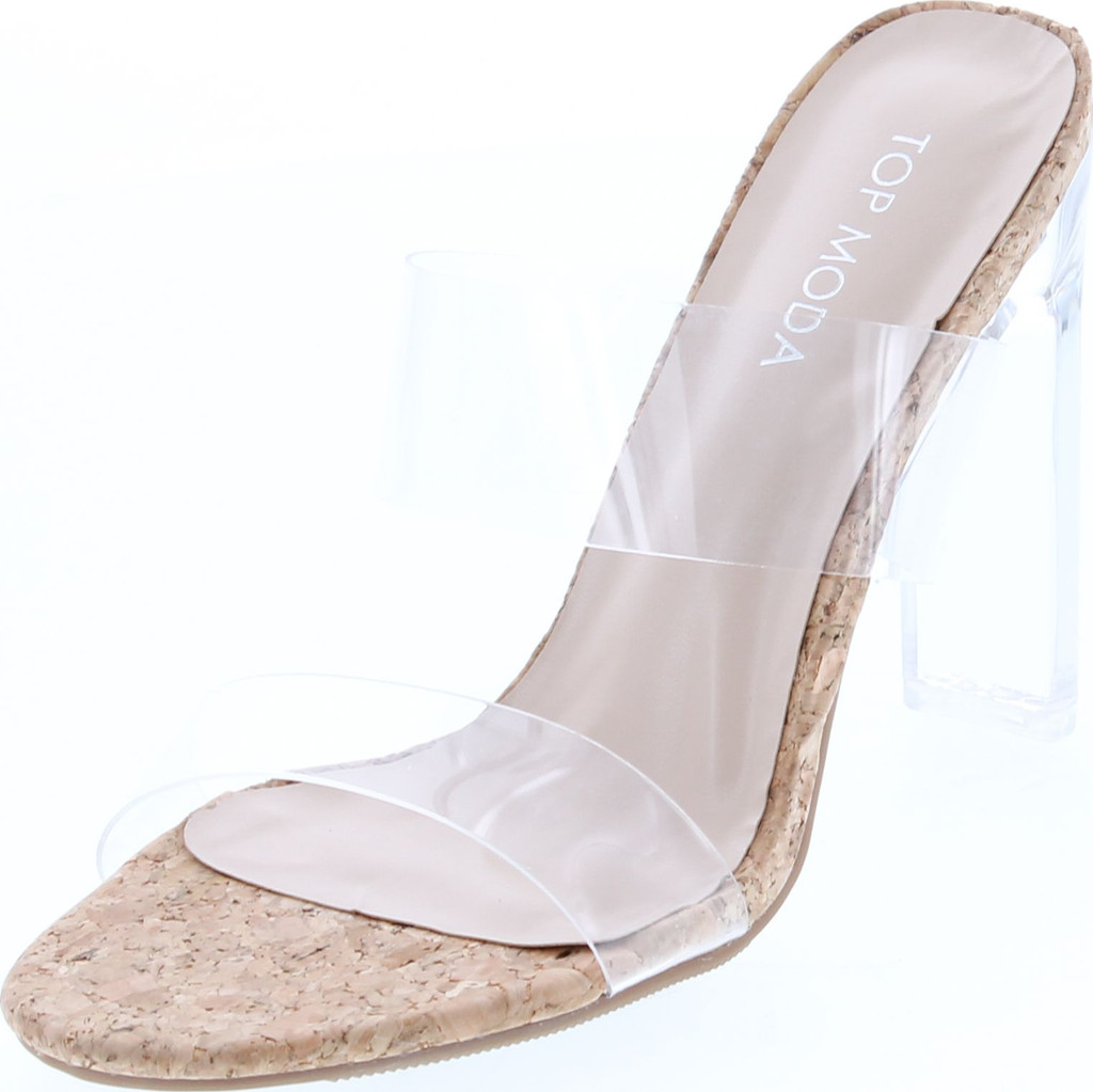 Top Moda Womens Transparent Lucite Double Strap Fashion Dress Sandals