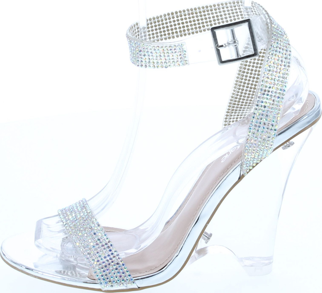 Bella Marie Womens Velna-1 Fashion Transparent Lucite Wedge Dress Shoes