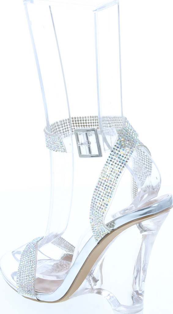 Bella Marie Womens Velna-1 Fashion Transparent Lucite Wedge Dress Shoes