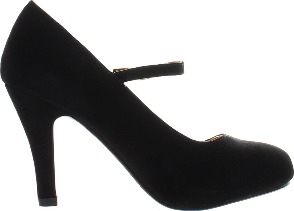 Bella Marie Helena-13 Women's Almond Toe Low Heel Mary Jane Glitter Or Suede Pumps