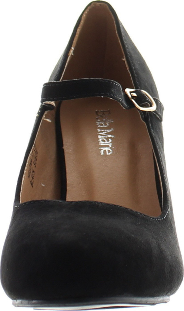 Bella Marie Helena-13 Women's Almond Toe Low Heel Mary Jane Glitter Or Suede Pumps
