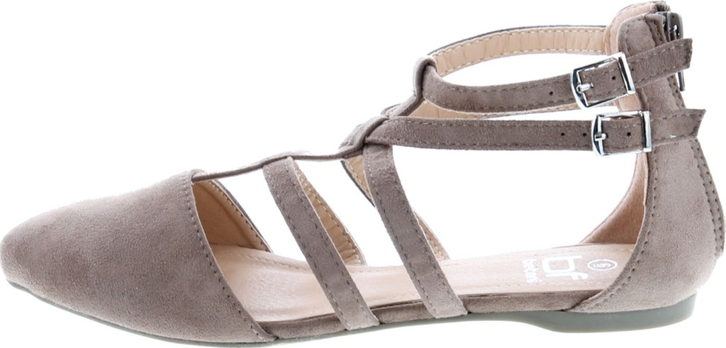 Betani Abela-1 Women's Double Ankle Strap T-Strap Ballerina Flats Half Size Big