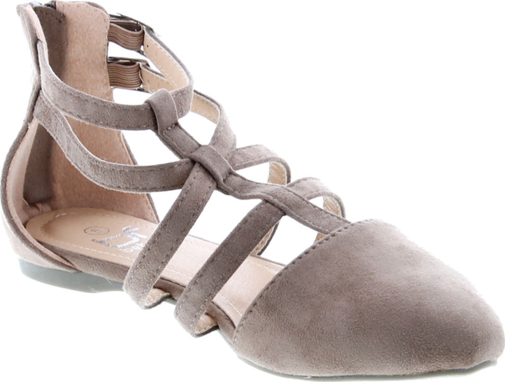 Betani Abela-1 Women's Double Ankle Strap T-Strap Ballerina Flats Half Size Big