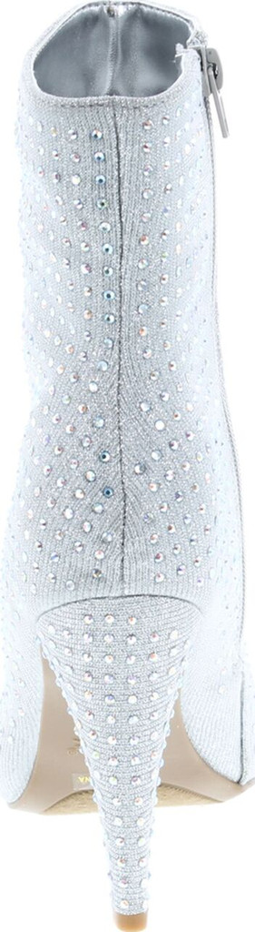 Anne Michelle Women's Embellished Shimmery Pointy Toe Bootie