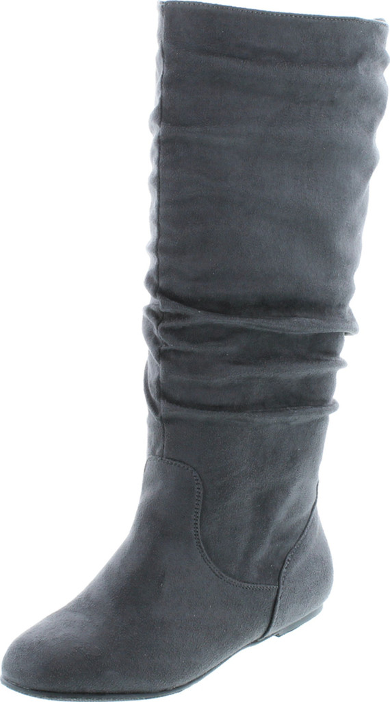 Top Moda Data-1 Women's Shoes Cute & Comfort Round Toe Flat Heel Slouchy Mid Calf Boot