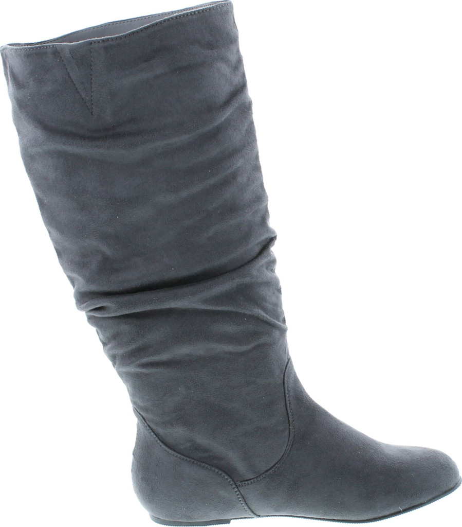 Top Moda Data-1 Women's Shoes Cute & Comfort Round Toe Flat Heel Slouchy Mid Calf Boot