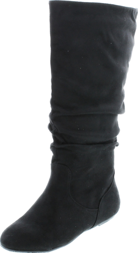 Top Moda Data-1 Women's Shoes Cute & Comfort Round Toe Flat Heel Slouchy Mid Calf Boot