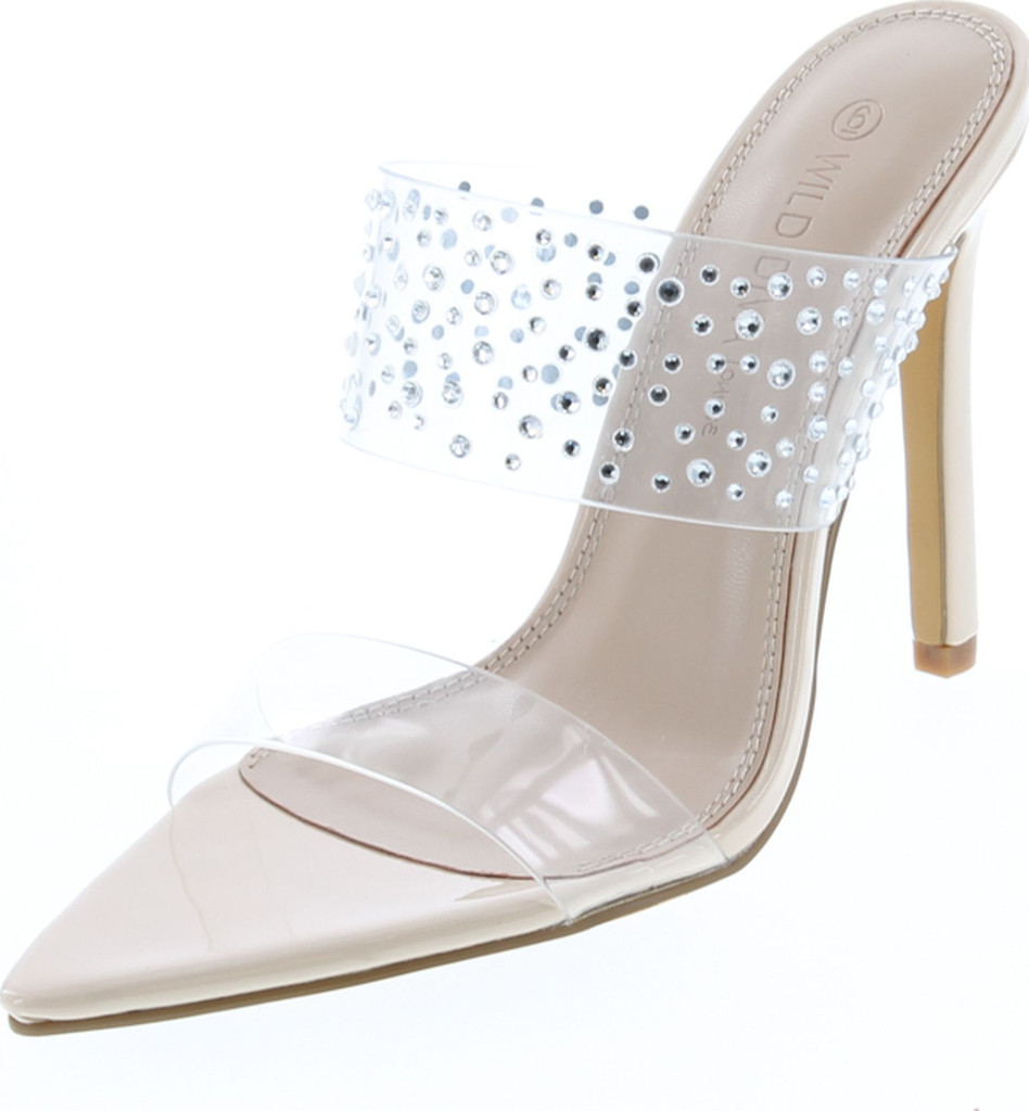 Static Footwear Womens Clear Strappy Dress Sandals With Crystal