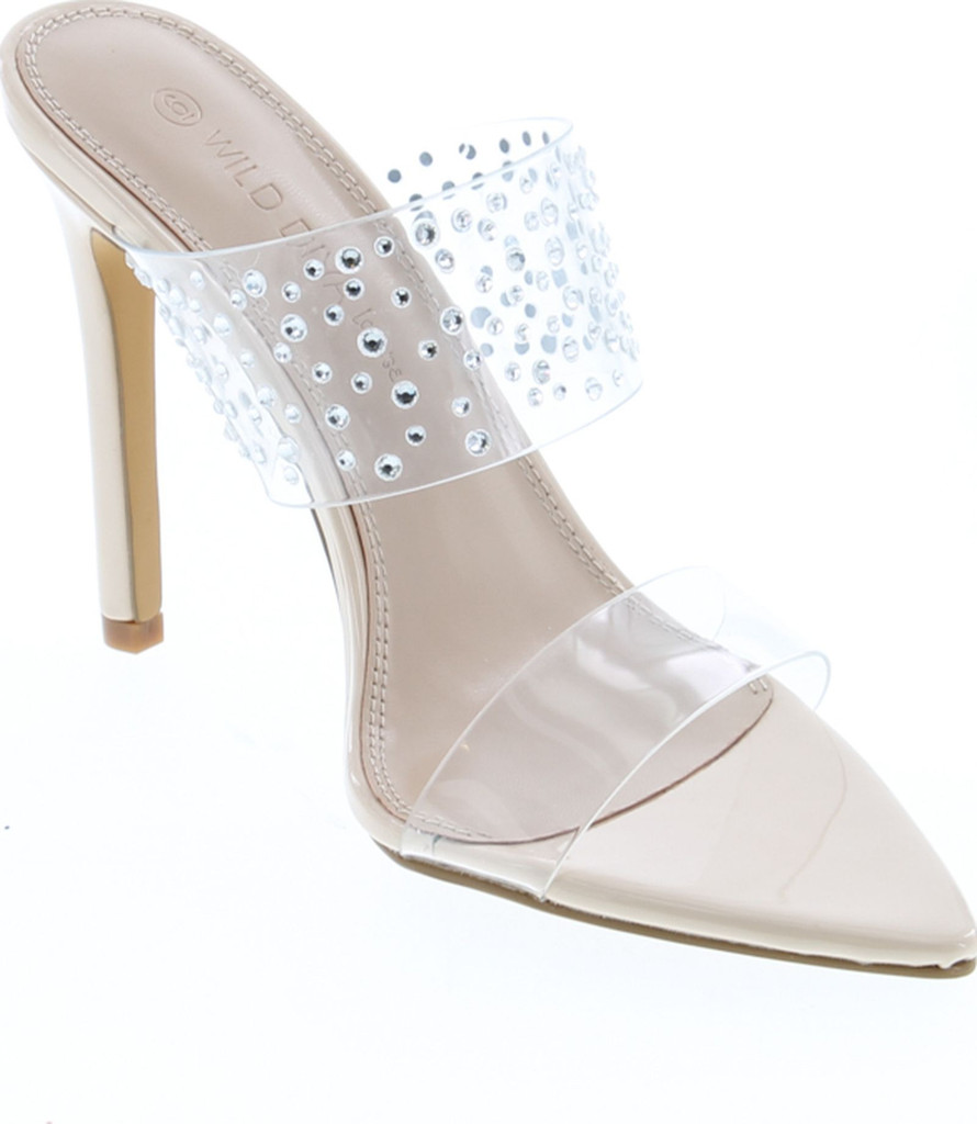 Static Footwear Womens Clear Strappy Dress Sandals With Crystal