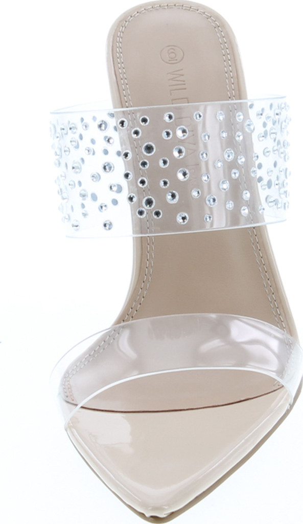 Static Footwear Womens Clear Strappy Dress Sandals With Crystal