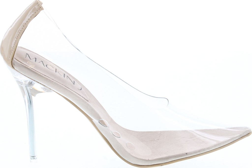 Mackin J 260-1 Transparent Clear Pointed Pointy Toe Slip On Stiletto High Heel Pumps Nude