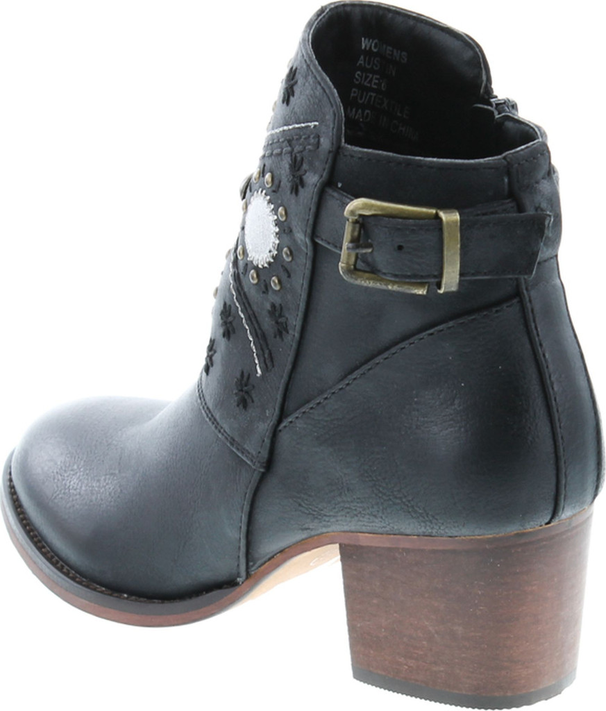 Gc Shoes Austin Western Ankle Boots Zip Up Metal Studded Stacked Heel Boot