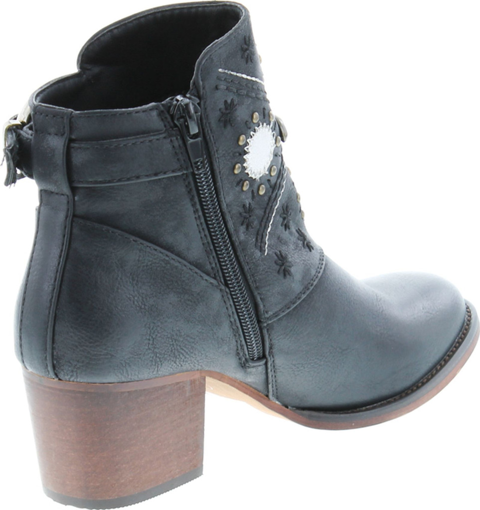 Gc Shoes Austin Western Ankle Boots Zip Up Metal Studded Stacked Heel Boot