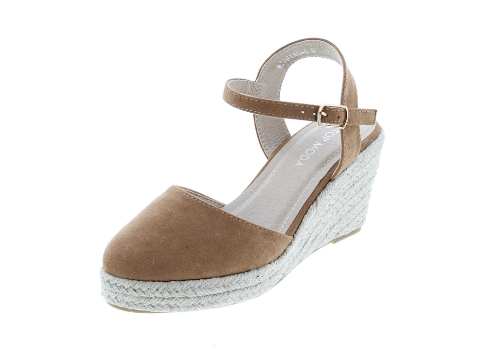 Top Moda Wishing-5 Women's Closed Toe Buckle Strap Espedrilles Sandals