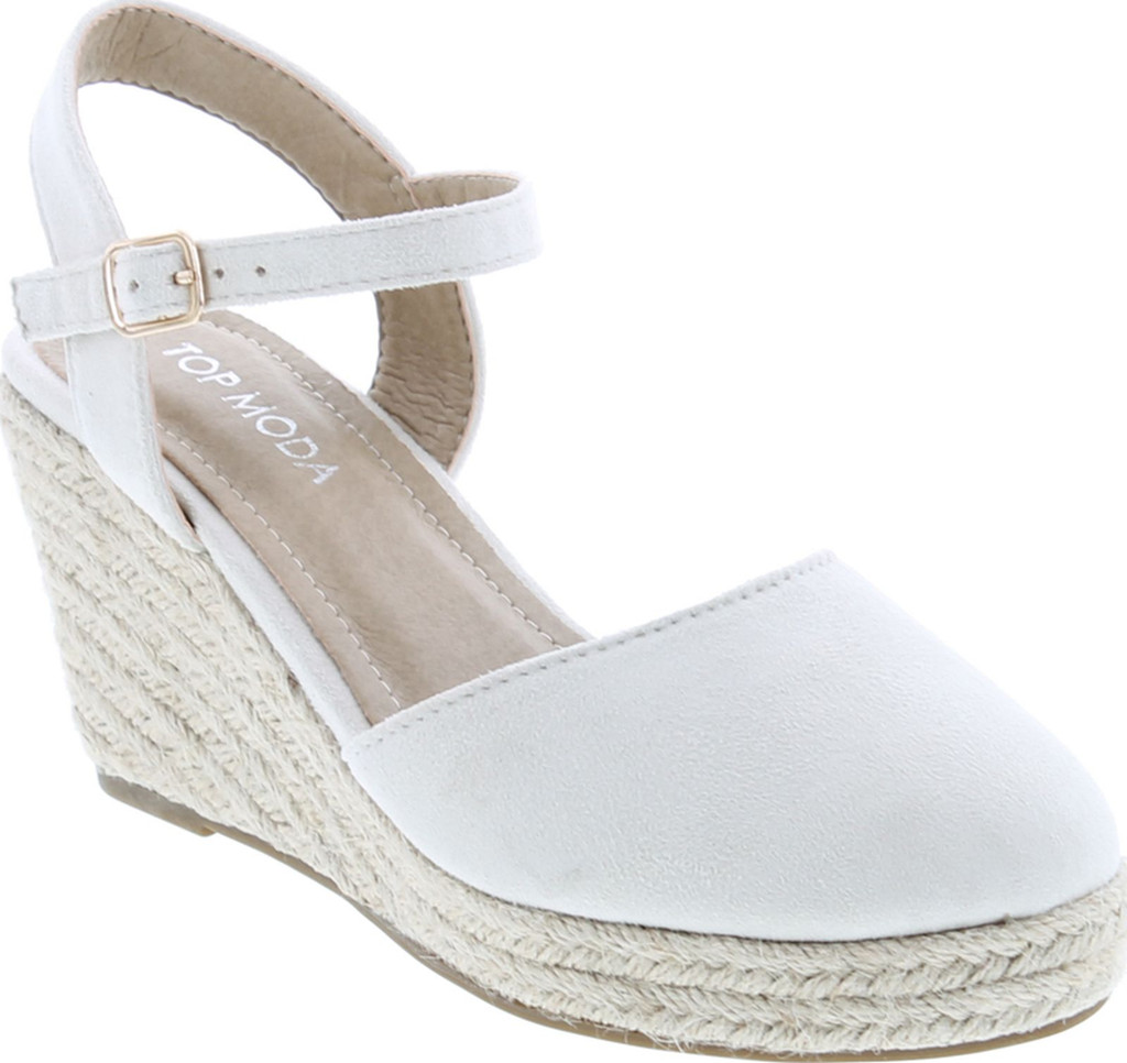 Top Moda Wishing-5 Women's Closed Toe Buckle Strap Espedrilles Sandals