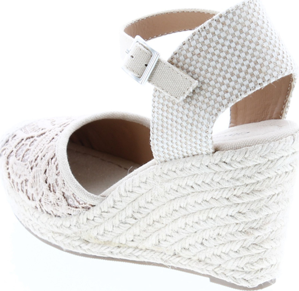 City Classified Queena Espadrille Platform Wedge D’Orsay Pump W Sling Back & Elastic Strap