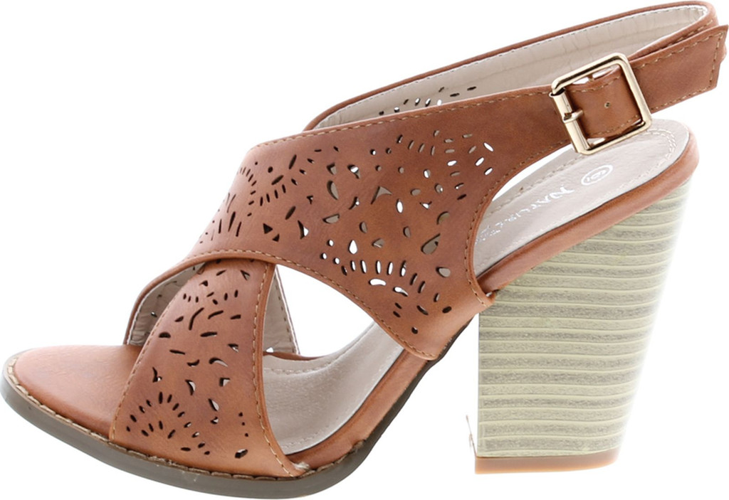 Nature Breeze Webber-04 Women's Leatherette Block Chunky Heel Open Toe Caged Ankle Booties Sandals