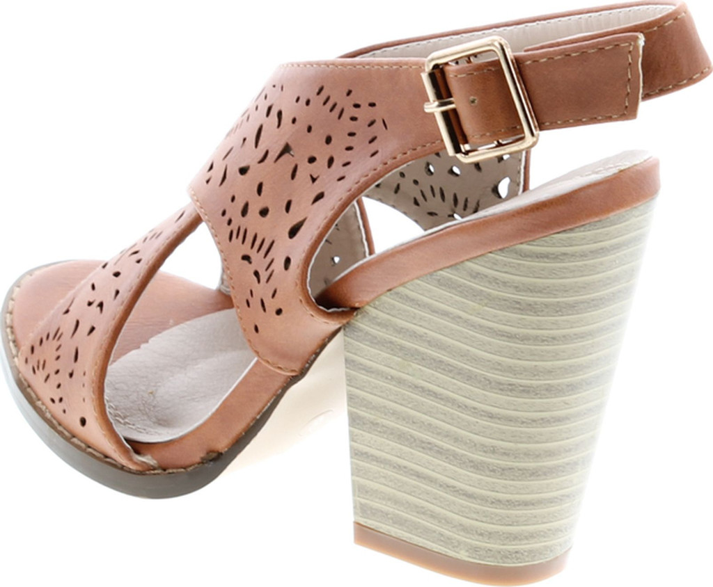 Nature Breeze Webber-04 Women's Leatherette Block Chunky Heel Open Toe Caged Ankle Booties Sandals