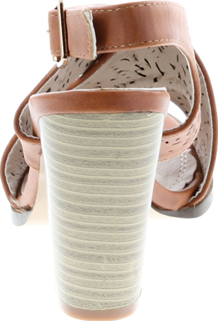 Nature Breeze Webber-04 Women's Leatherette Block Chunky Heel Open Toe Caged Ankle Booties Sandals