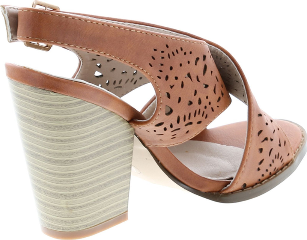 Nature Breeze Webber-04 Women's Leatherette Block Chunky Heel Open Toe Caged Ankle Booties Sandals