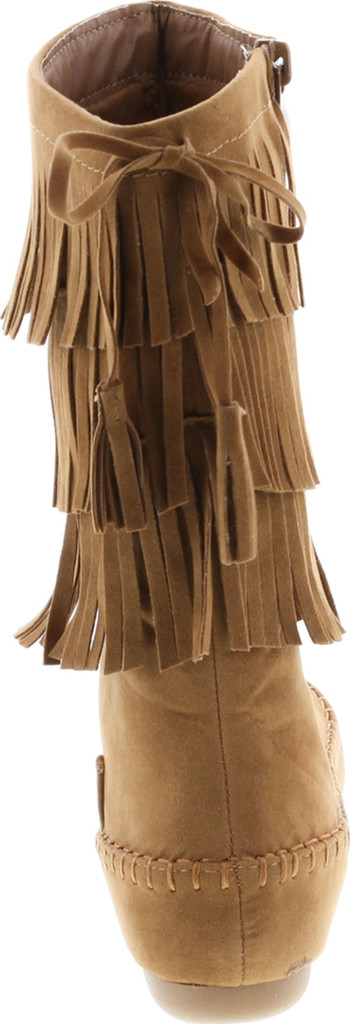 Link Candice-16K Girls Mid Calf 3 Layer Fringe Boots