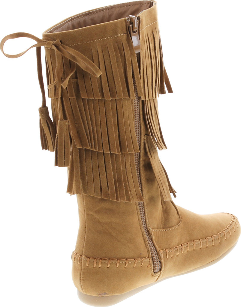 Link Candice-16K Girls Mid Calf 3 Layer Fringe Boots
