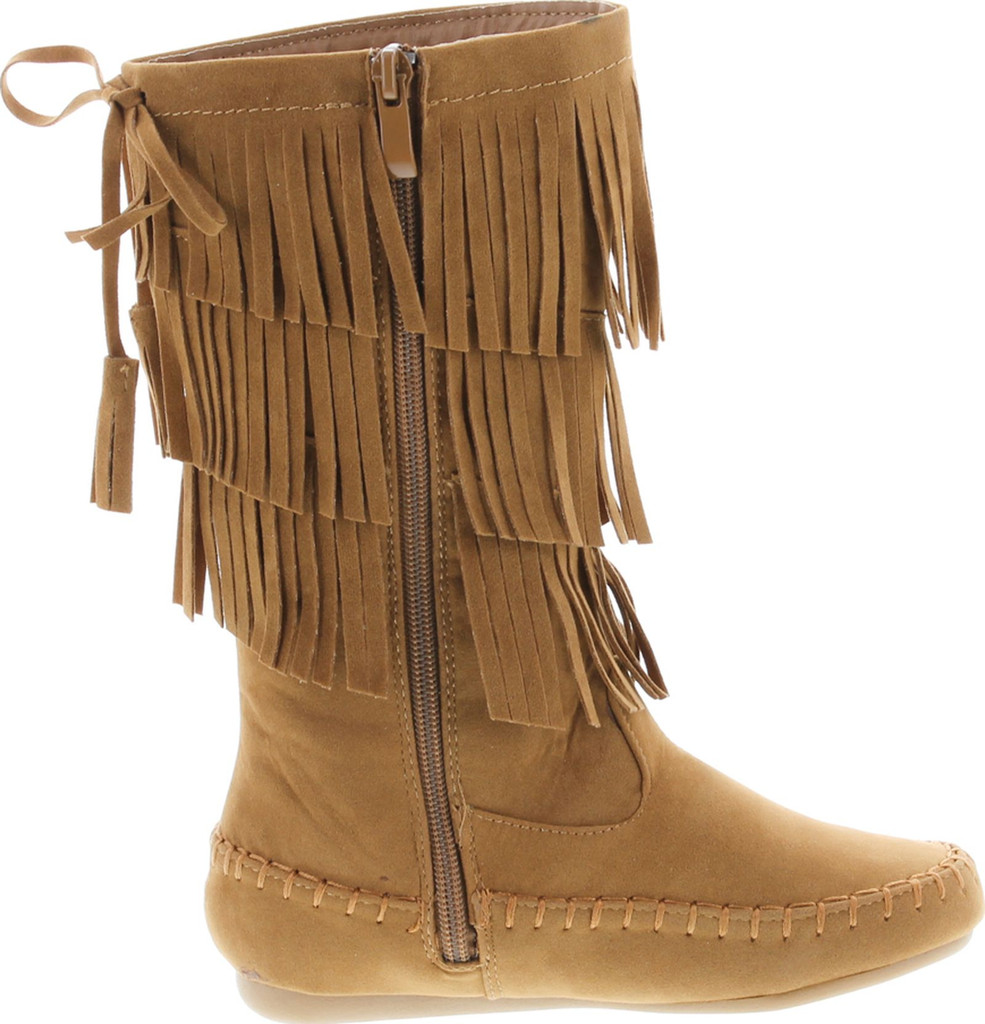 Link Candice-16K Girls Mid Calf 3 Layer Fringe Boots