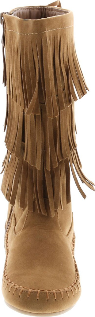 Link Candice-16K Girls Mid Calf 3 Layer Fringe Boots