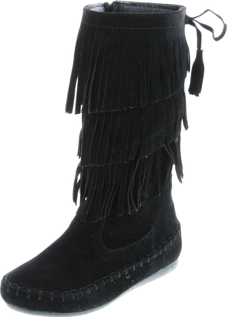 Link Candice-16K Girls Mid Calf 3 Layer Fringe Boots