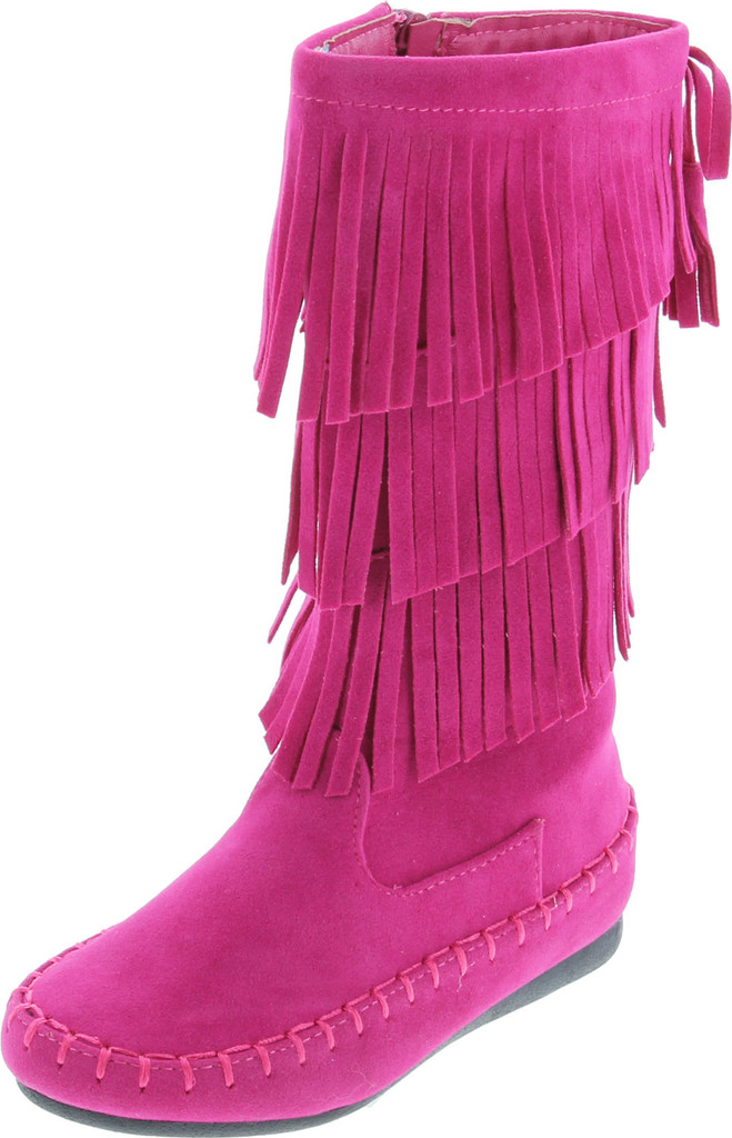 Link Candice-16K Girls Mid Calf 3 Layer Fringe Boots