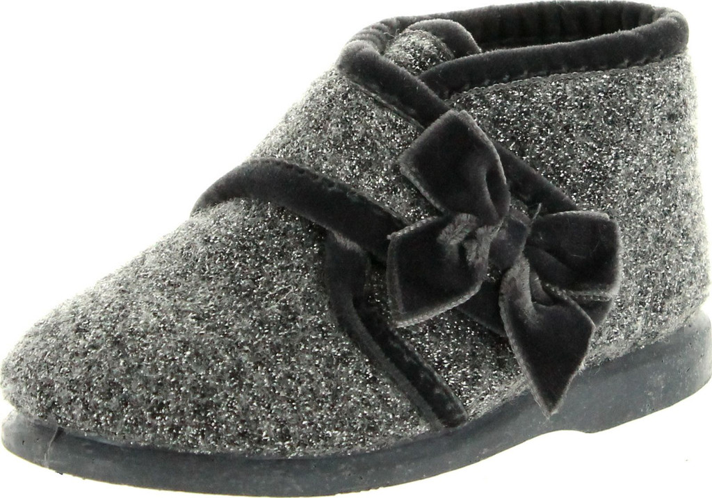 Cienta Girls Silver Plata Cute European Warm Slippers With Bow
