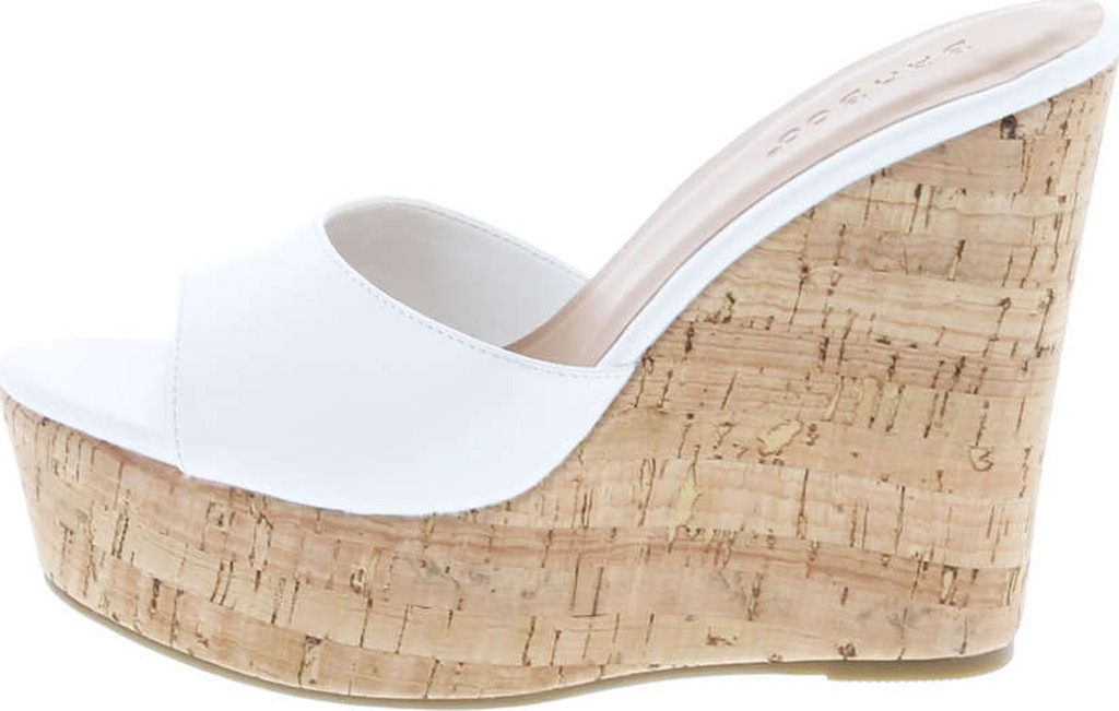 Bamboo Women's Clear Band Platform Wedge Slide