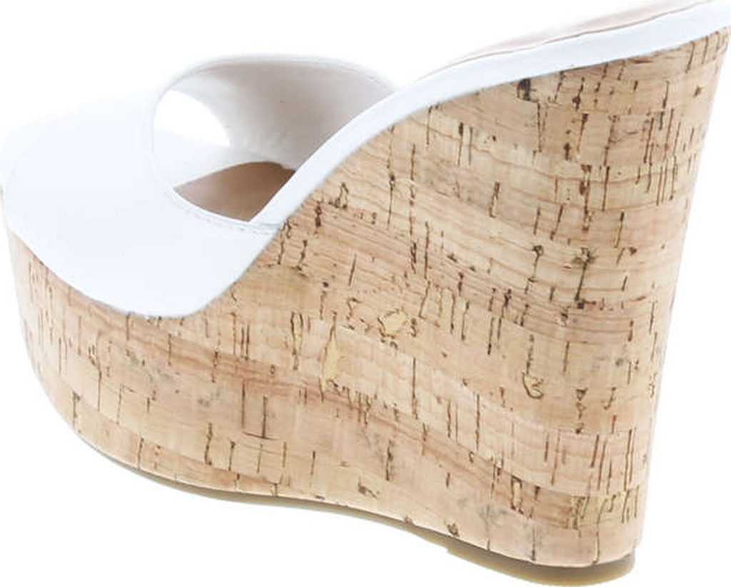Bamboo Women's Clear Band Platform Wedge Slide