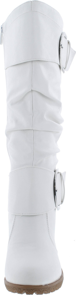 Top Moda Womens Pure-65 Mid Calf Round Toe Slouched Wedge Heel Boots