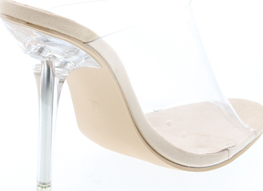 Cape Robbin Allure Women's Dressy Peep Toe Clear Transparent Strap Slip On Clear Heels