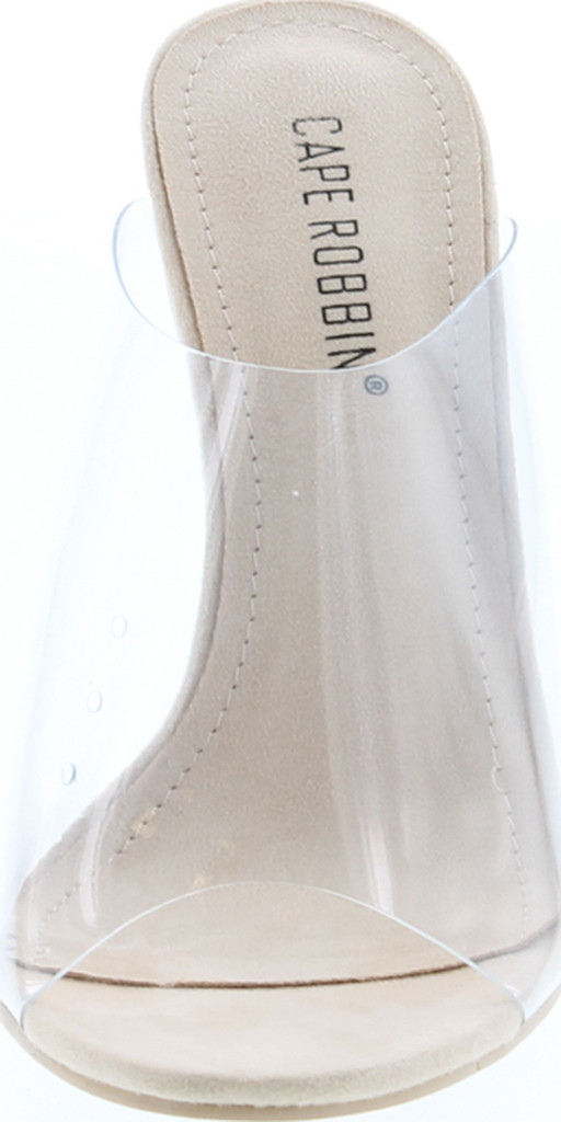 Cape Robbin Allure Women's Dressy Peep Toe Clear Transparent Strap Slip On Clear Heels