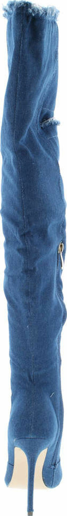 Liliana Barbara-13 Thigh High Over Knee Denim Open Toe Stiletto Heel Boot Dark Blue