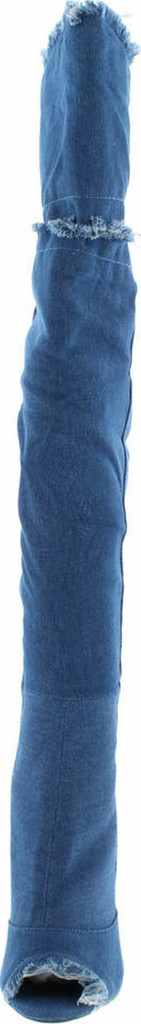Liliana Barbara-13 Thigh High Over Knee Denim Open Toe Stiletto Heel Boot Dark Blue
