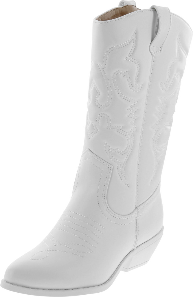 Soda Reno Women Western Cowboy Pointed Toe Knee High Pull On Tabs Boots