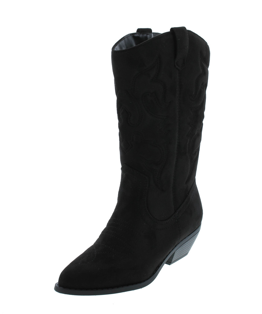 Soda Reno Women Western Cowboy Pointed Toe Knee High Pull On Tabs Boots