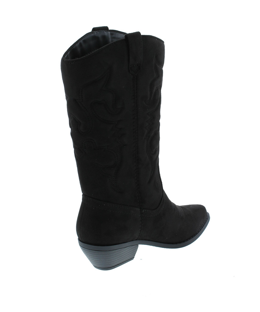 Soda Reno Women Western Cowboy Pointed Toe Knee High Pull On Tabs Boots