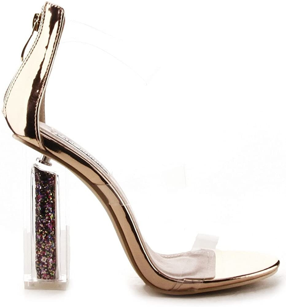 Cape Robbin Maria-2 Clear Chunky Block High Heels For Women